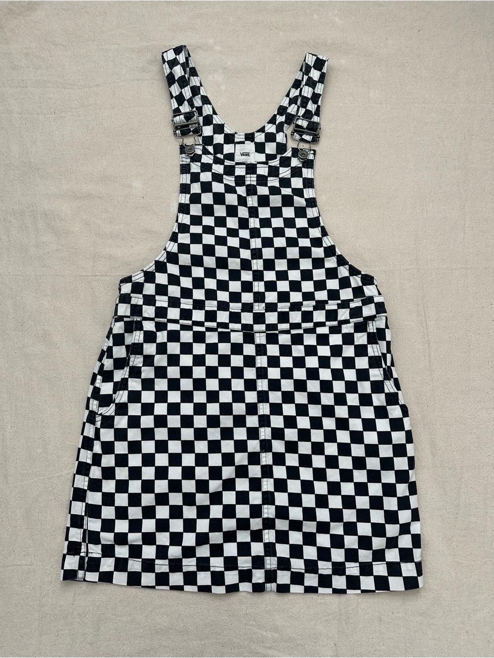 Vans Checkerboard Overall Pinafore Dress Black White size Small Ska Skate